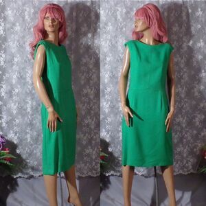 Vintage 60s Green Shift Dress Size Medium 1960s Retro Mod Mad Men Summer Chic